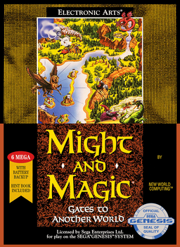 Might and Magic Gates to Another World box art for Sega Genesis